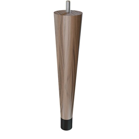 9 Round Tapered Leg With Bolt And 1 Flat Black Ferrule - Walnut With Semi-Gloss Clear Coat Finish